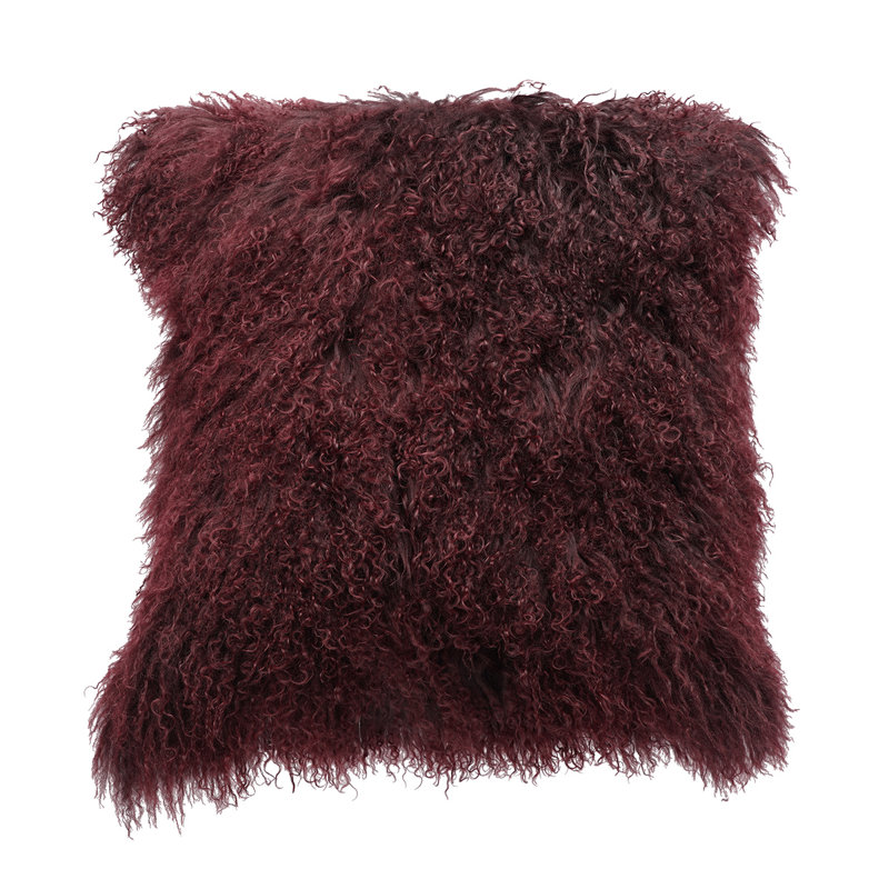 Tibetan Microsuede Throw Pillow, Cabernet, Solid Color, 26" x 26"