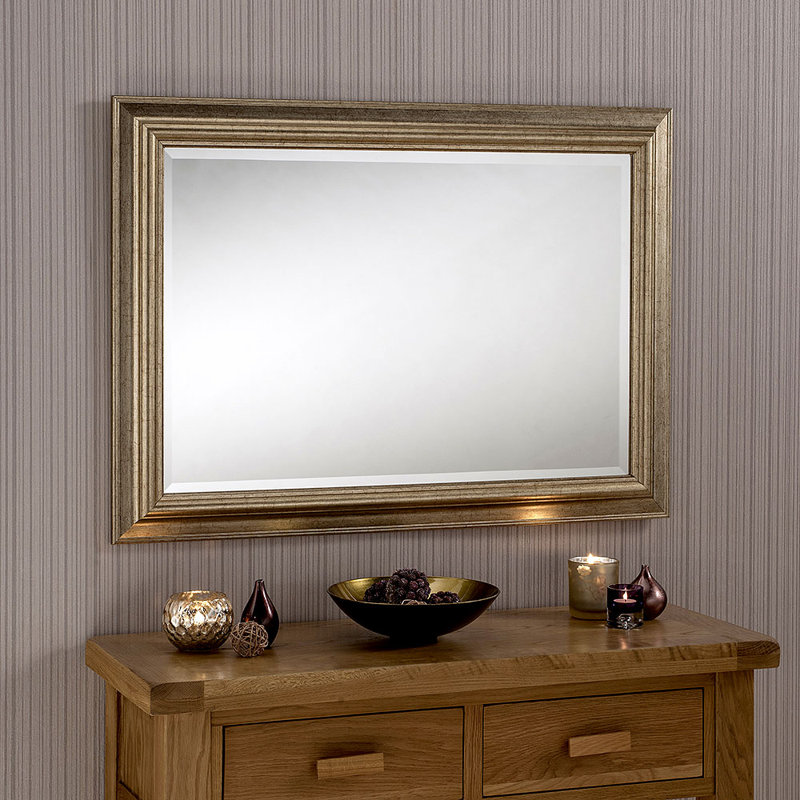 Mabel Flat Wall Mirror, 76cm H x 129.5cm W, Champagne