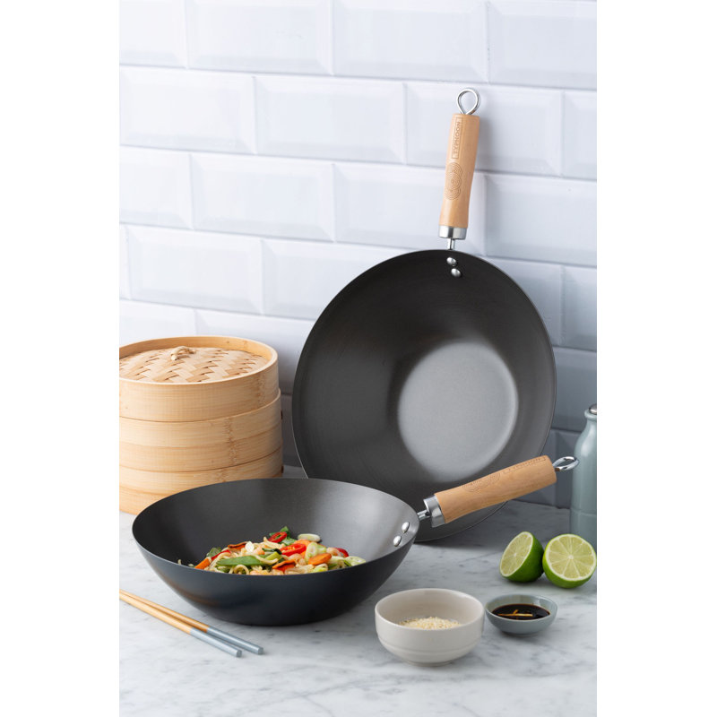 Typhoon Non-Stick Carbon Steel Wok, 9.5cm H x 31cm W x 31cm D