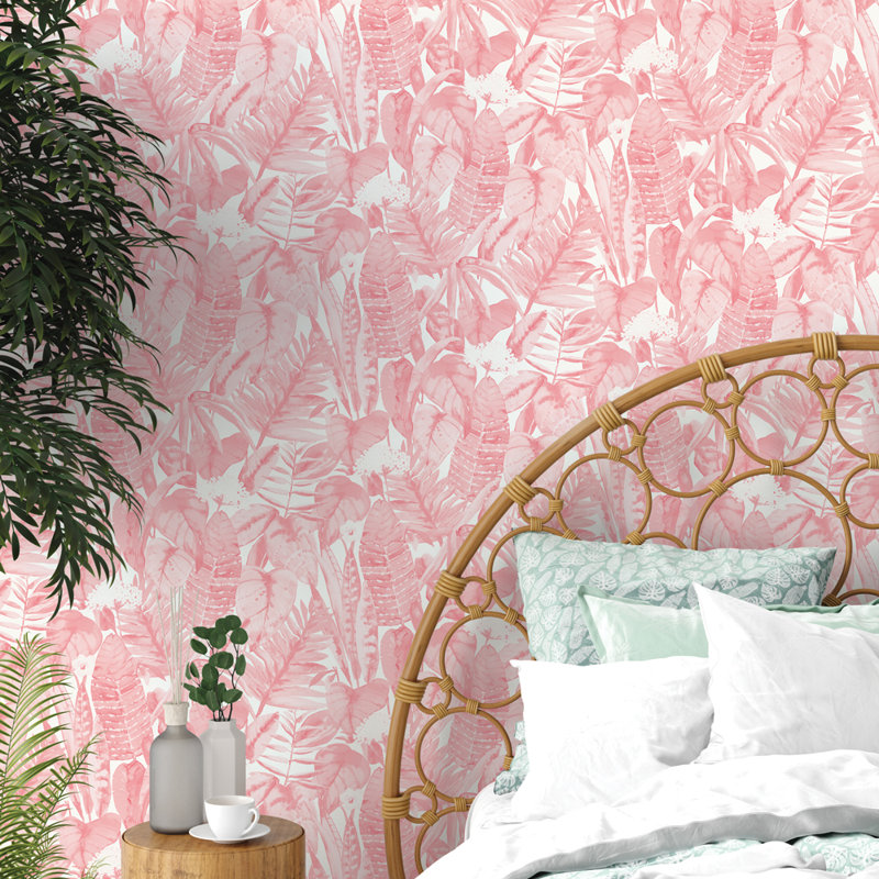 Waloo 16.5' L x 20.5" W Peel and Stick Wallpaper Roll, Pink Lemonade