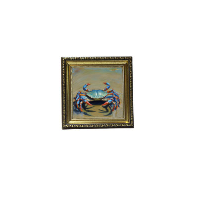 Antique Art Gold Frame Blue Crab 6