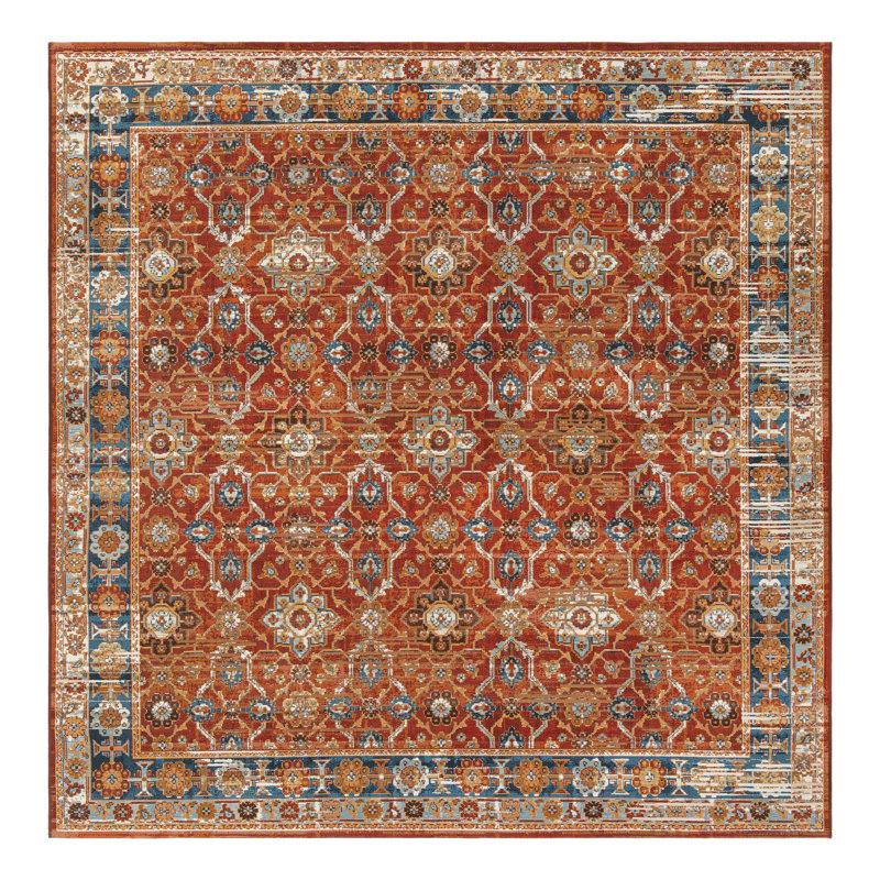 Outdoor Traditional Area Rug, Square 7'1"