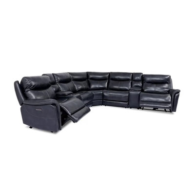 136" W Transitional Power Sectional, Dark Navy