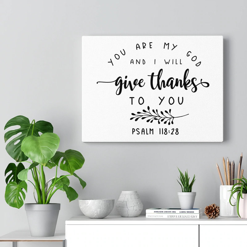 «Donner grâce à vous» Psaume 118: 28, art mural chrétien verset biblique, impression prêt à être accroché, H 18 po x l 24 po