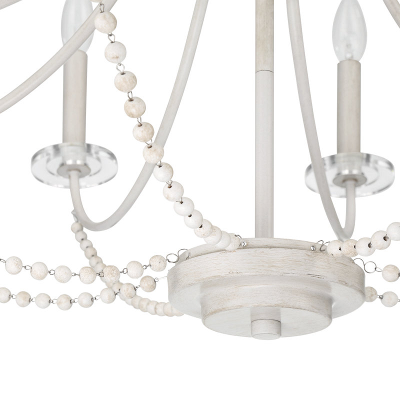 Lustre à 12 lumières à intensité variable certifié UL, Blanc délavé