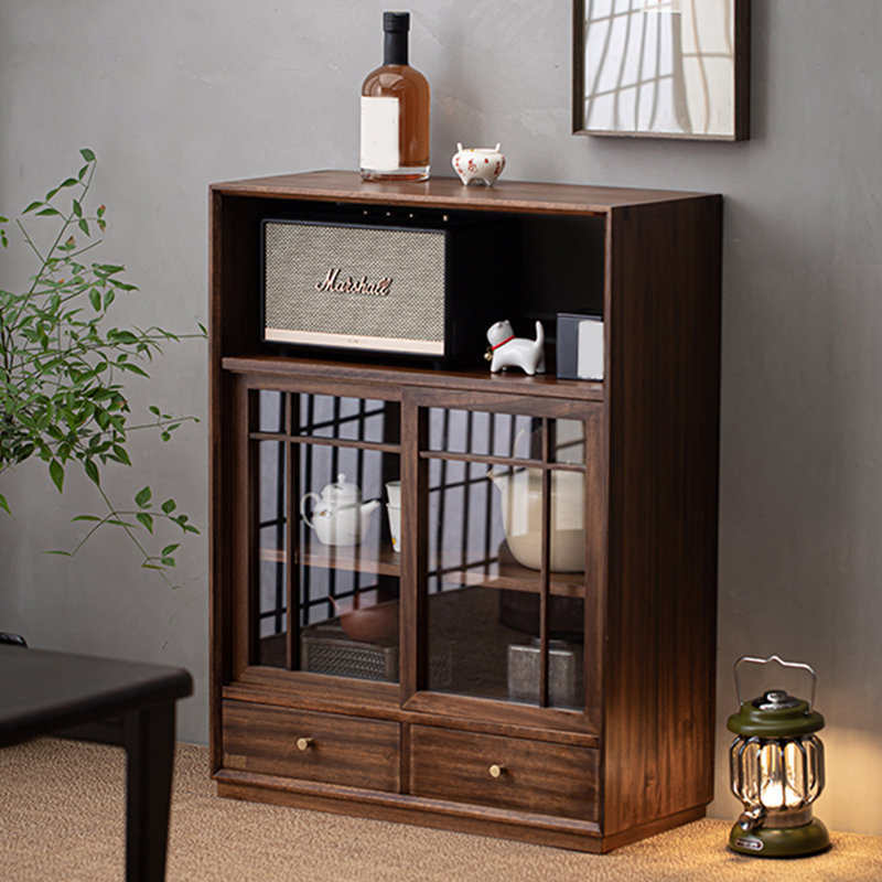 Modern Black Solid Wood Sideboard