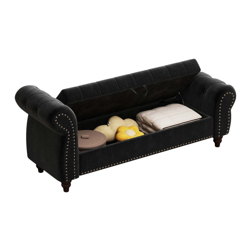 64.5" Bed Bench, Black