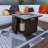 Pavyer 25" H x 30" W Square Outdoor Propane Fire Pit Table with Hideaway Gas Tank Seat, Marble Tabletop and Glass beads and Metal Lid