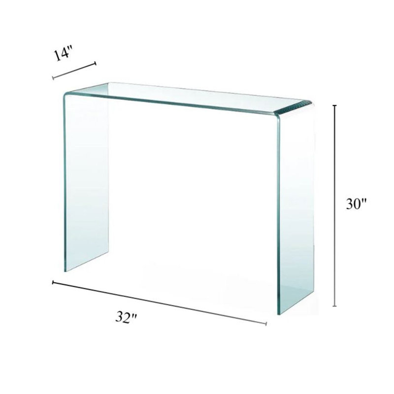 Gardenia Waterfall Glass Console Table, 30" H x 32" W x 14" D