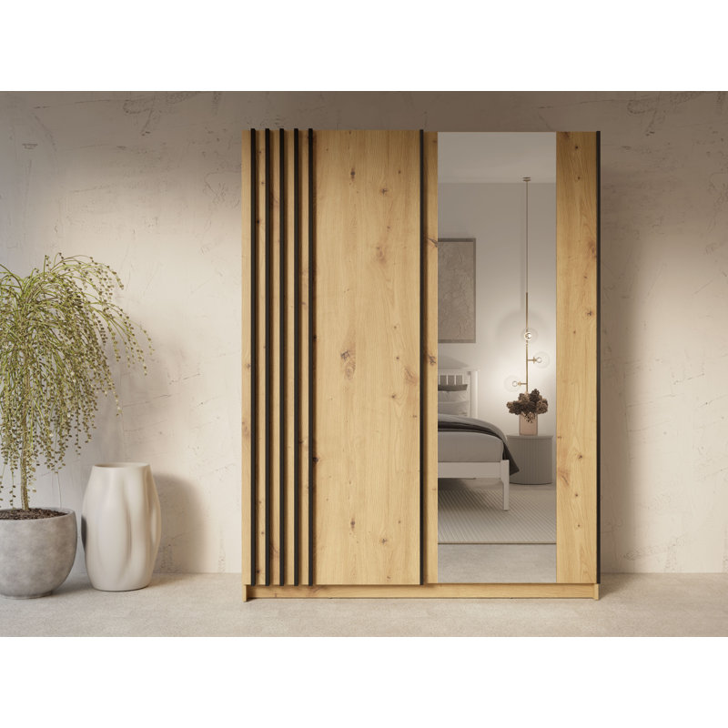 Laminate Wardrobe, 198.5cm H x 150.6cm W x 62cm D, Natural