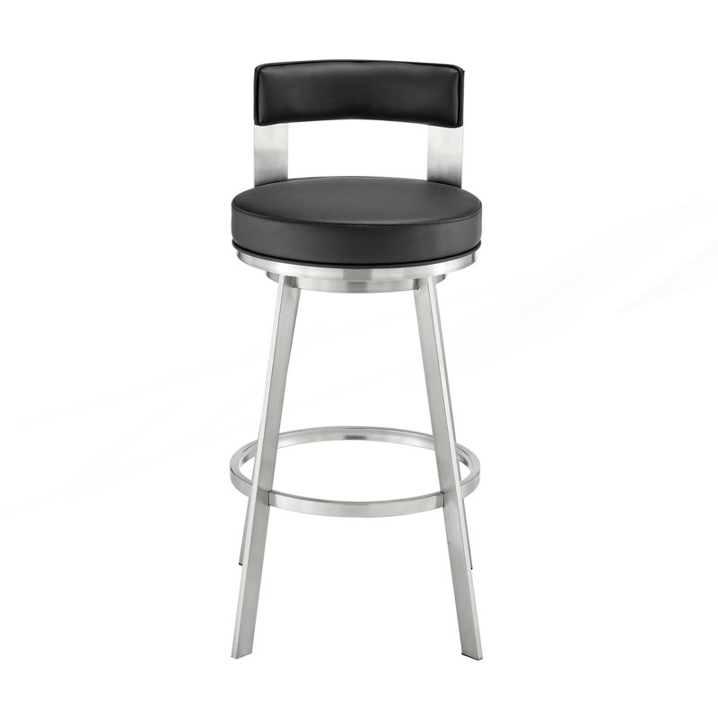 Tabouret de bar pivotant avec pieds en acier inoxydable brossé