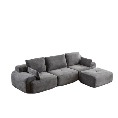 Modern Memory Foam Compressed Sofa,Large Sectional Couches for Living Room,Pet-Friendly Cloud Modular Sectional Sofa,Corduroy Fabric,Extra Deep Loveseat,No Assembly with Pillows