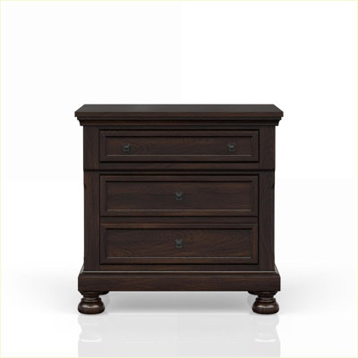 Dark Cherry Two-Drawer Nightstand - Transitional Bedroom Storage
