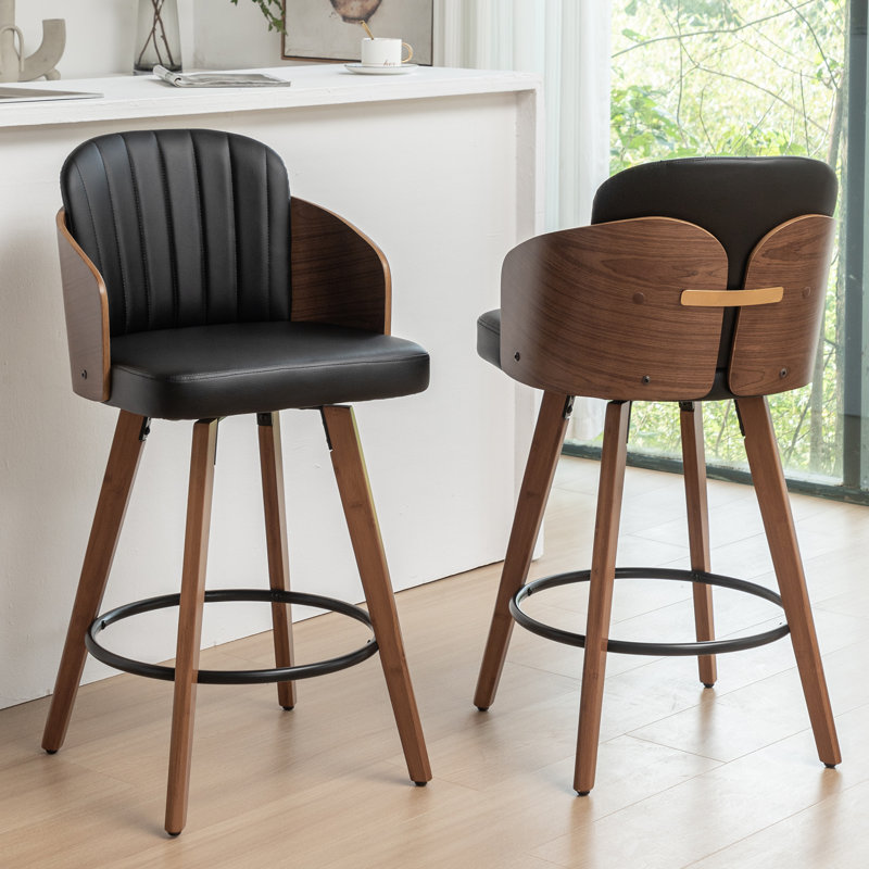 Ljubka Swivel Bar Stool, Black, Bar Stool (77.1cm Seat Height)