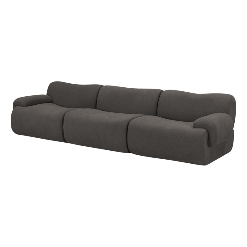 Chue Gray Upcycled Fabric Modular Sofa, Gray Polyester Blend