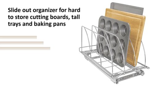 Lynk Professional Slide Out Cutting Board, Bakeware, And Tray Organizer -  Pull Out Kitchen Cabinet Rack - 10 Wide X 21 Deep - Chrome : Target