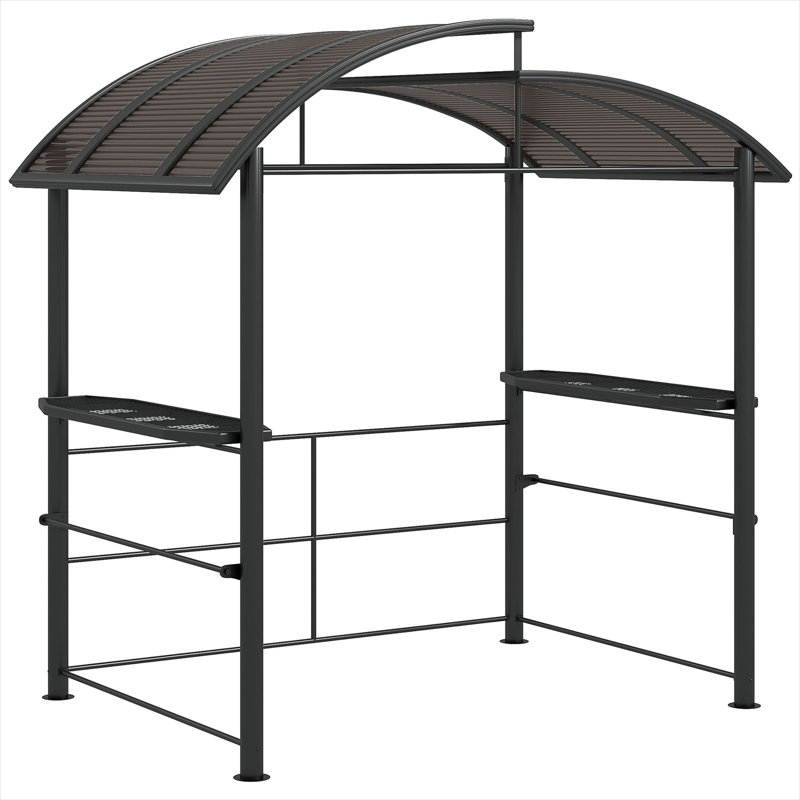 Pavillon de jardin avec combinaison de 8 pi x 5 pi, acier avec tablettes et finition gris froid pour l'espace extérieur