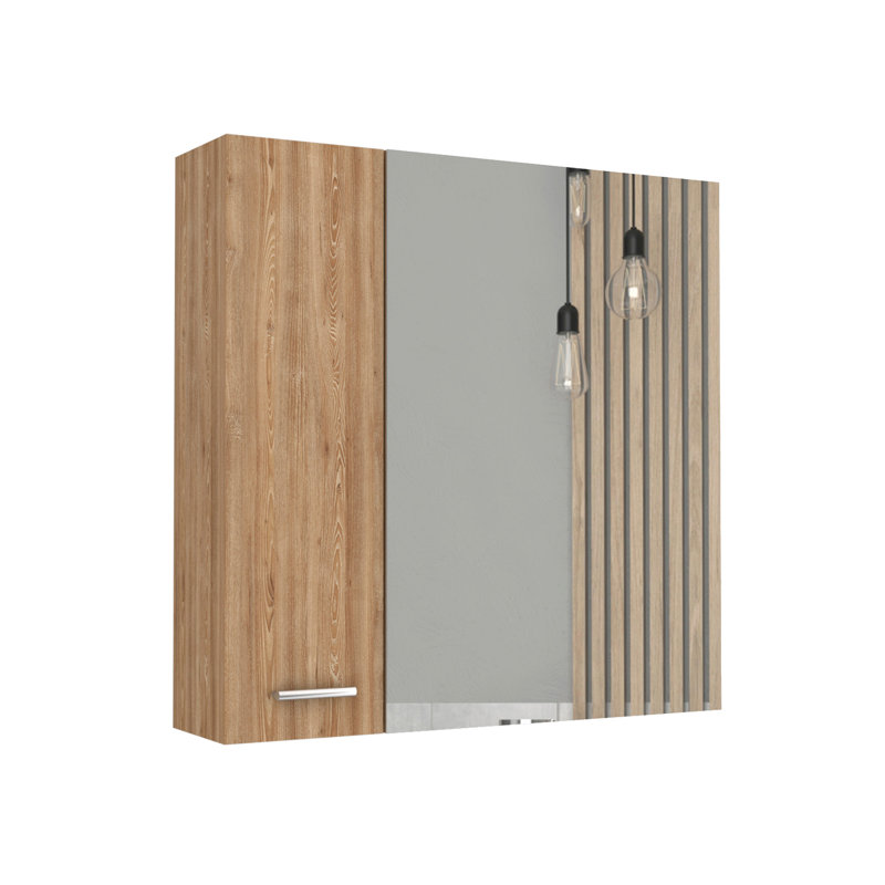 Armoire à pharmacie Sines, quatre tablettes internes, porte simple - pin