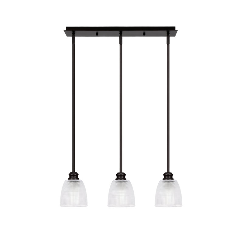 Luminaire suspendu linéaire à 3 lumières avec verre de 5 po Edge, Espresso