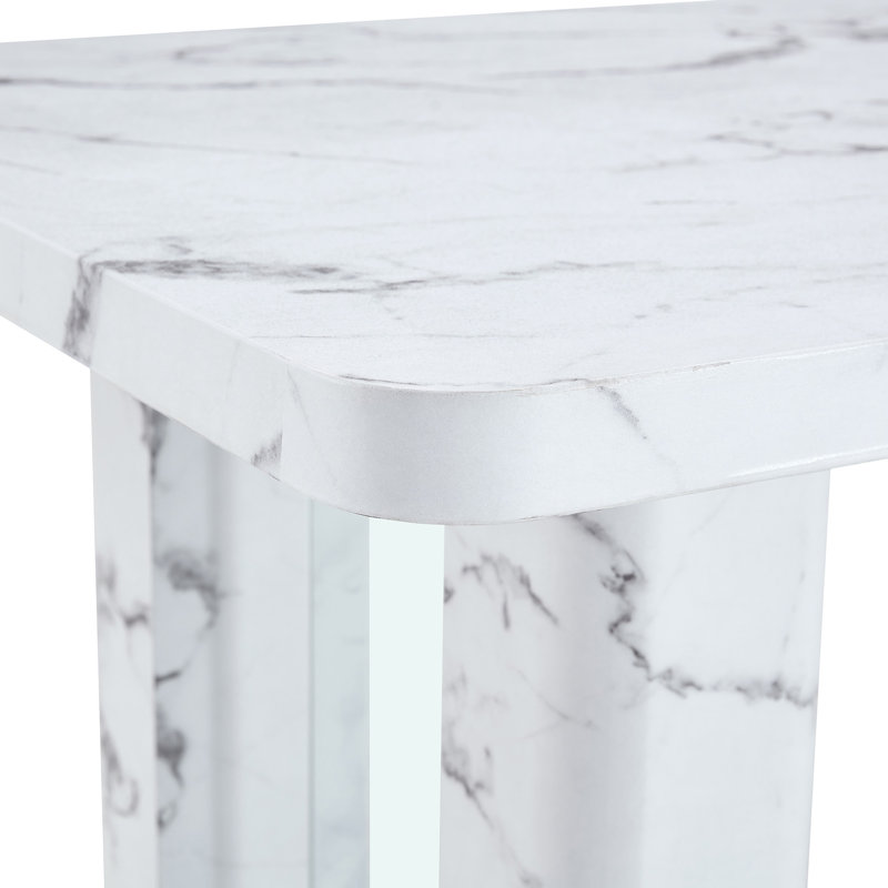 64.5×35.4 Inch Stylish Marble-Patterned Dining Table