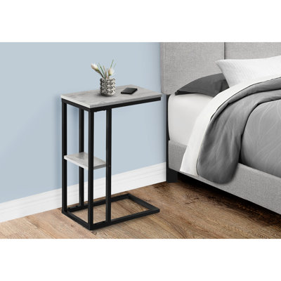 Table d'appoint de chambre à coucher - Plateau en stratifié gris et structure en métal pour cadre d'apparence de salon, s'adapte à différents thèmes