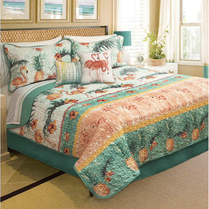 Luxury Bedding Collection Coastal Quilt, Twin Quilt + 1 Twin Sham + 2 Throw Pillows