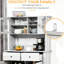 Armoire de garde-manger avec rangement supplémentaire pour casseroles Pots, 63,5 po de hauteur, 4 tablettes, tiroirs, gris cendré, maximise l'espace de la cuisine, portes en verre encadrées, comptoir à micro-ondes ouvert