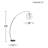 Modern Arc Floor Lamp With Adjustable LED Light Rings - Matte Black Metal Construction For Living Room, Bedroom, Or Office