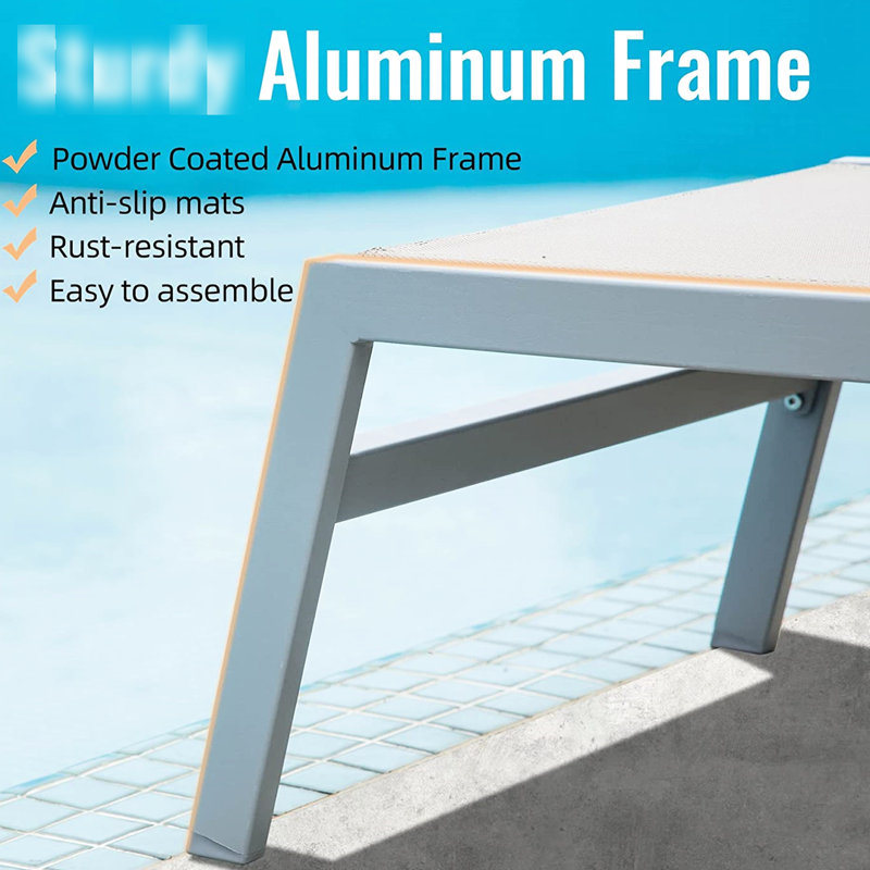 Chaise longue d'extérieur 3 places - Aluminium, 5 positions réglables, idéale pour le jardin, la piscine ou la terrasse. Structure en aluminium kaki, dossier inclus. Convient également pour balcon et piscine.