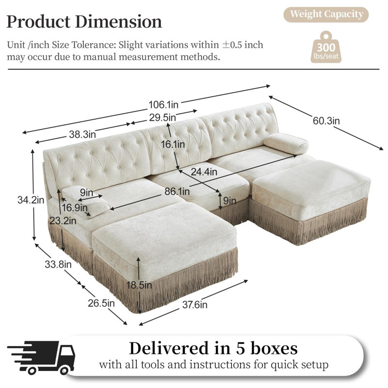 Canapé Chesterfield, Beige