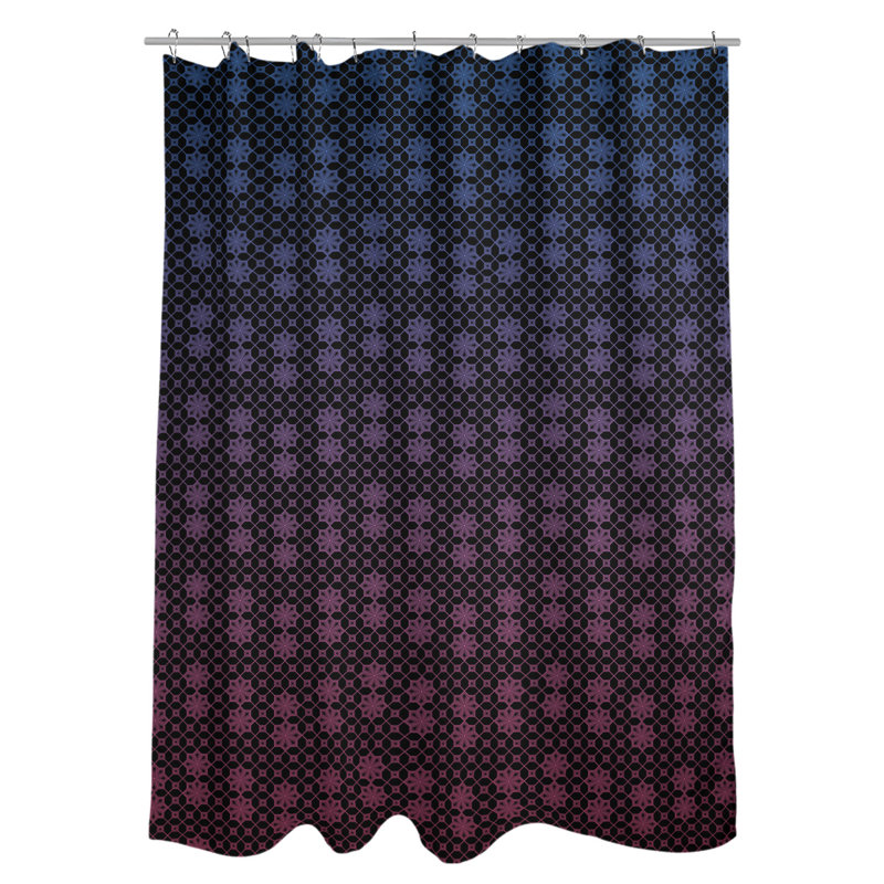 Rideau simple en treillis carré, Bleu / Rose