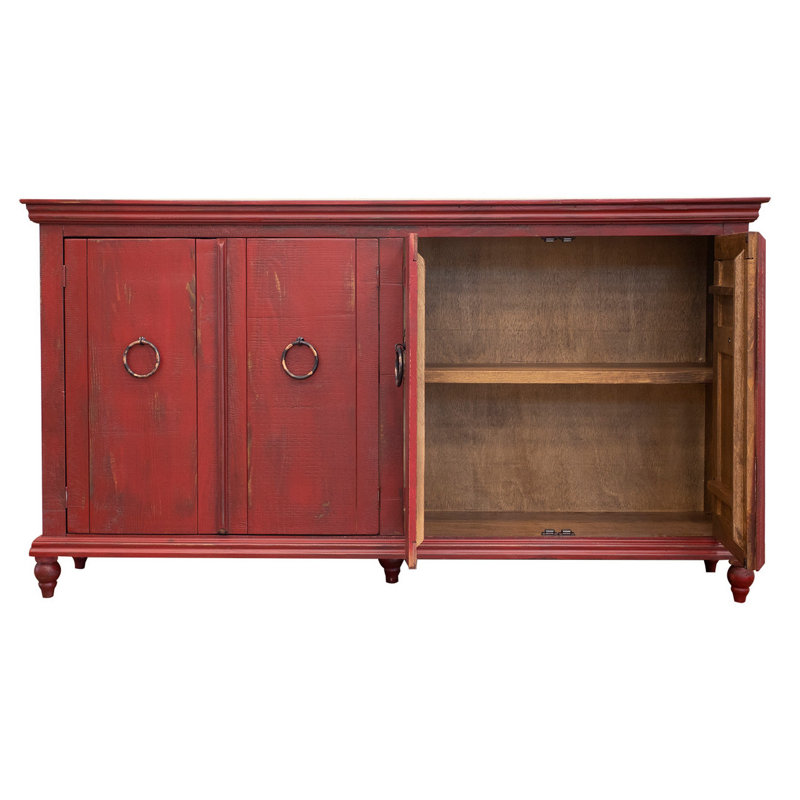 Console en bois massif 73,25 po Bisceglia, Rouge