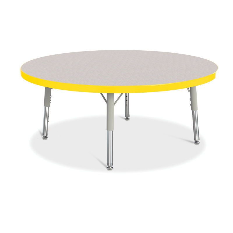 Round Wooden Table with Adjustable Chrome Legs