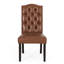 2 chaises de salle à manger Kd, cuir de polyuréthane brun appliqué, capitonnage à boutons, coutures en losange élaborées, pieds fuselés attrayants, chic gracieux merveilleux