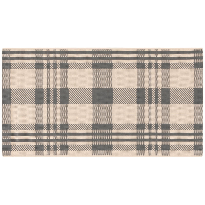 Tapis d'intérieur / extérieur à motif écossais Debriana Performance, Rectangle 2 pi 7 po x 5 pi, Grey/Bone