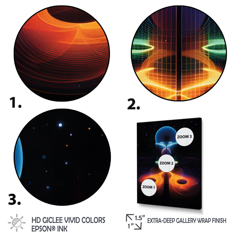 «Full Moon Symmetry Futures Abstract Landscape I - Minimalisme», décoration murale, H 20 po x l 12 po x P 1 po, Toile tendue