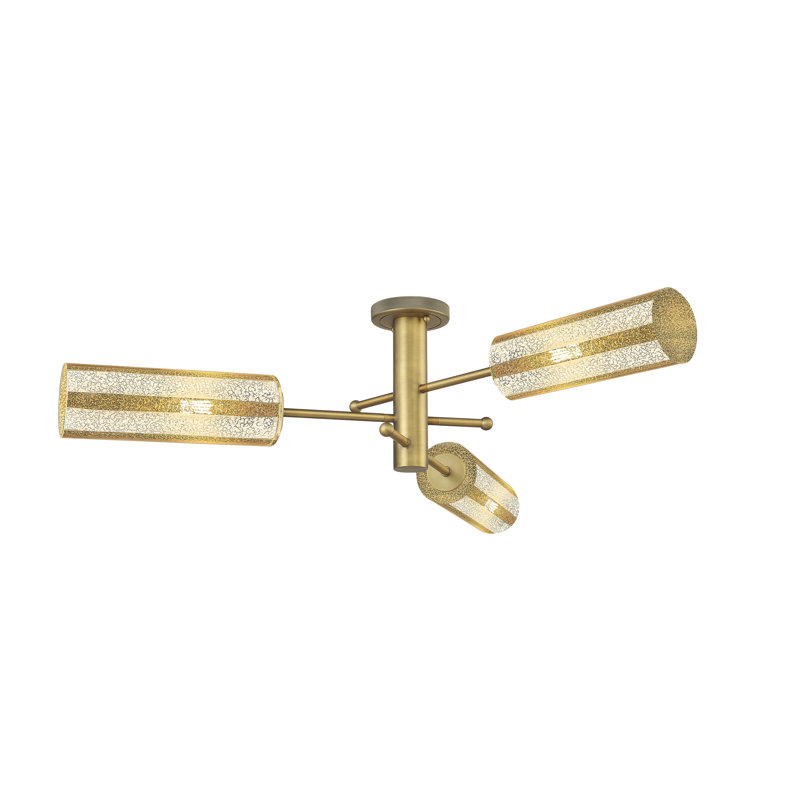 Plafonnier encastré 3 lumières Crown Point, Laiton brossé, H 10,13 po x l 39,25 po x P 39,25 po, Mercure