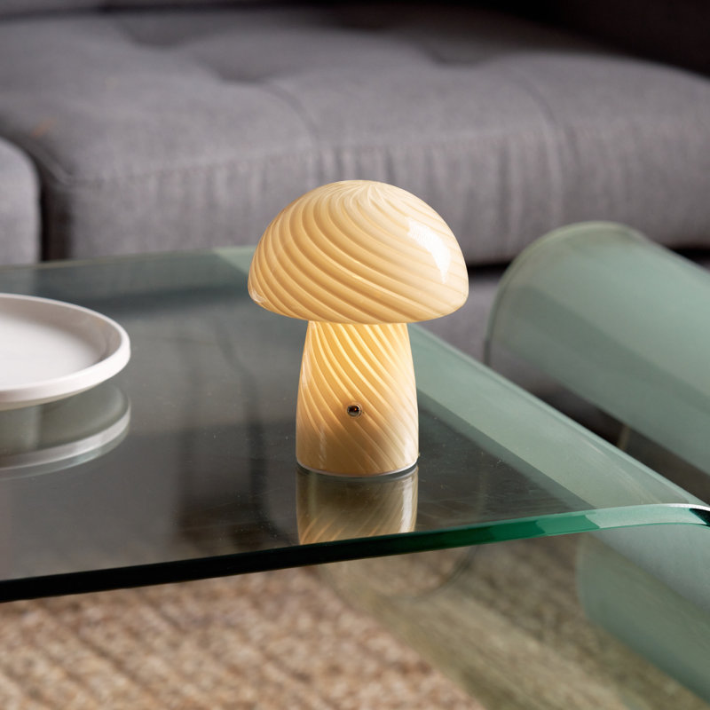 Humber Mini Cordless Glass Mushroom Lamp, Butter, Butter