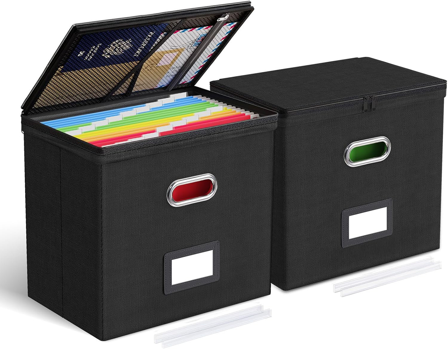 Tianfukaimei 2 Pack File Organizer Boxes with Lids, File Box with Mesh ...