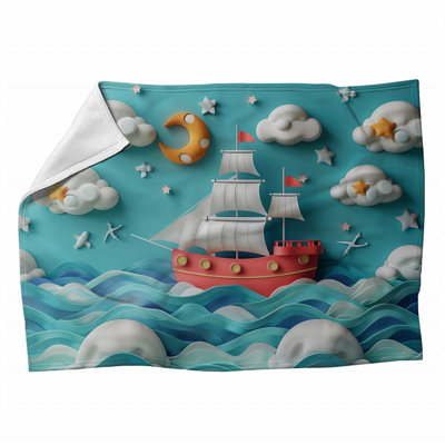 Ship Maritime Bathroom Machine Printed Throw Blanket