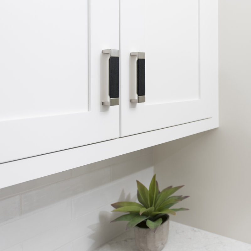 Fuse Bar / Handle Pull, Satin Nickel/Black Wood