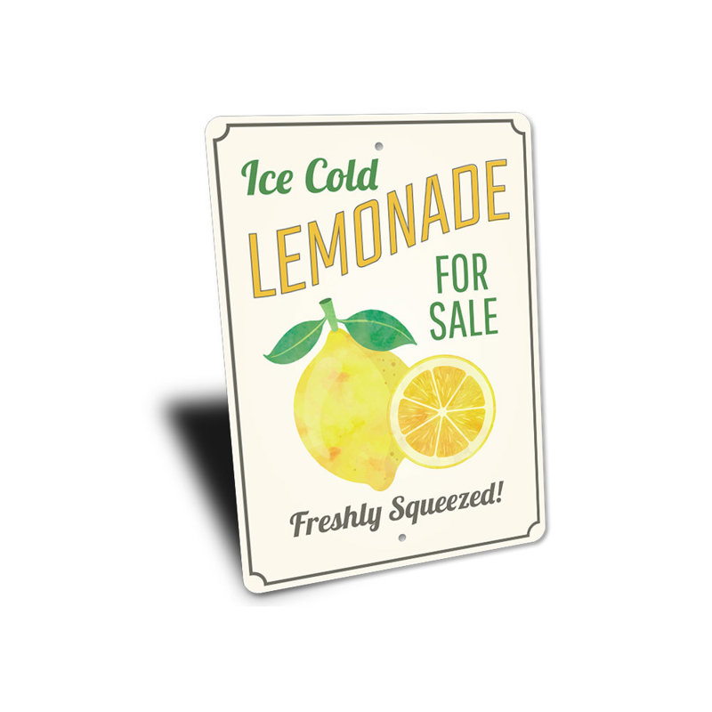 Plaque en aluminium «Ice Cold Lemonade», H 14 po x l 10 po x P 0,04 po