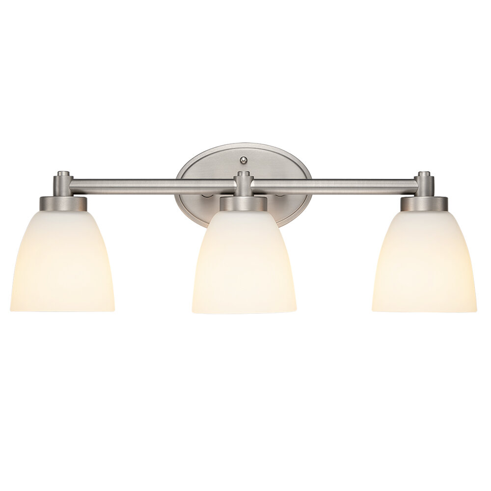 Winston Porter Mallouk 3-Light Dimmable Brushed Nickel Vanity Light ...