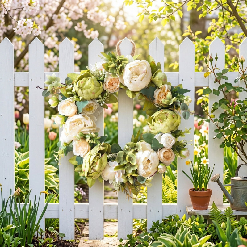 Couronne de pivoines 18 po, Champagne