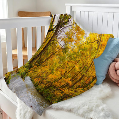 Yellow Ultra Soft Flannel Fleece Throw Blanket,Autumn Single-Sided Print