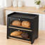 Boîte à pain en bambou pour comptoir de cuisine, récipient de rangement en bois à double couche avec joint magnétique pour garder le pain frais, organisateur de comptoir et cadeau décoratif pour la maison