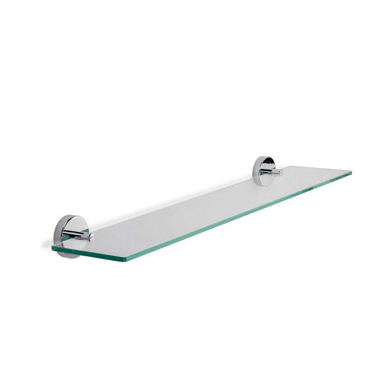 Epsom Wall Mounted Glass Shelf with Chrome Flexi-Fix Brackets 62cm, 5.4cm H x 62cm W x 13.3cm D