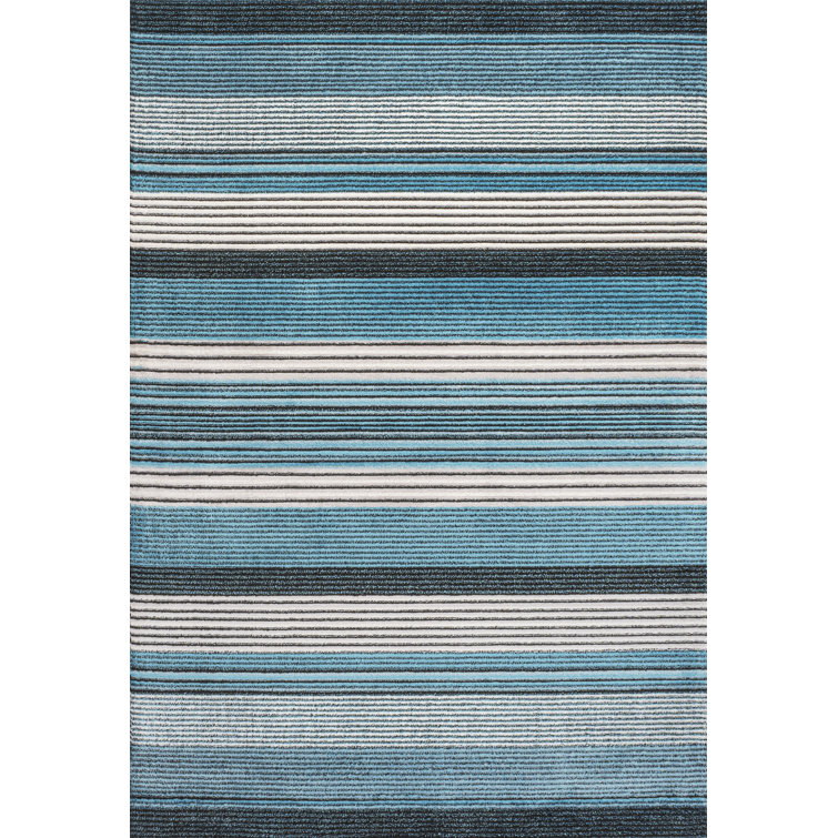 Angeal Gradient Ticking Striped Blue/Navy Rug