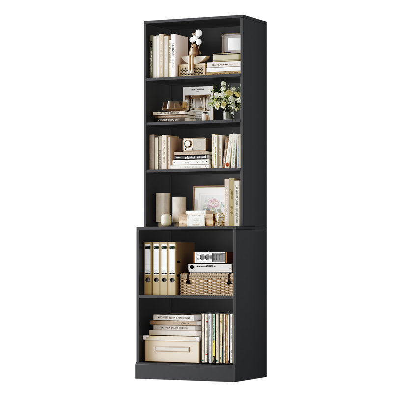 73.2''H Standard Bookcase, 6-Tier Tall Open Bookshelf, Home Library Bookcase, Black
