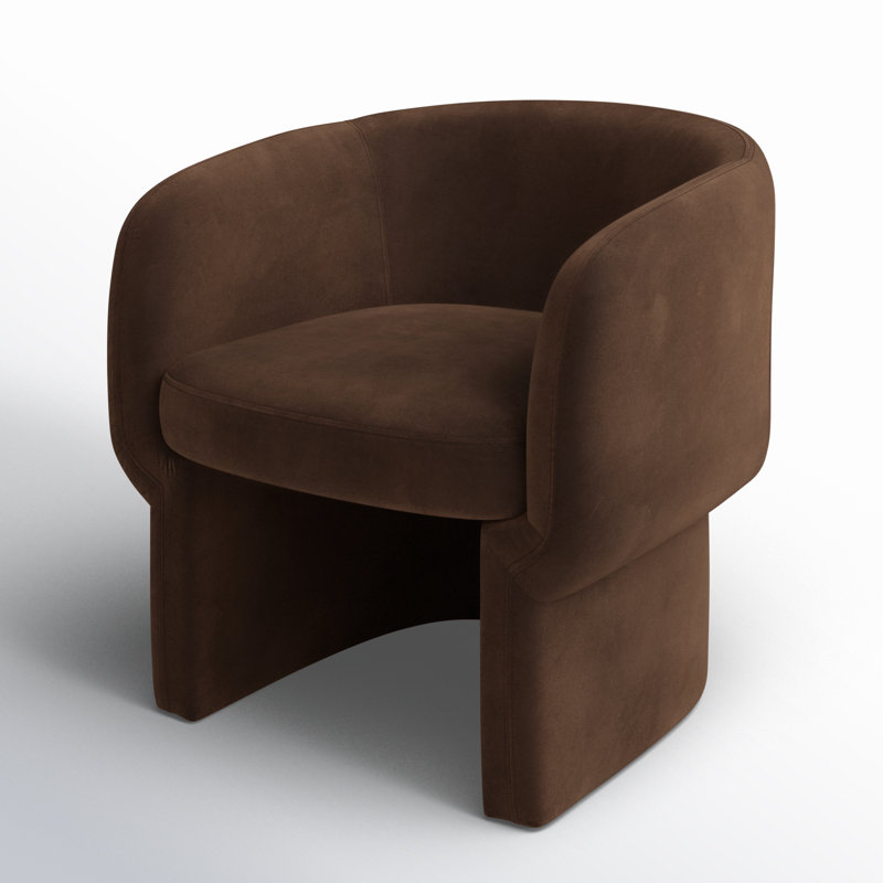 Fauteuil demi-tonneau Cambry, Velours brun foncé